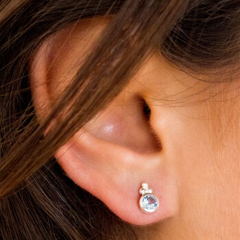 Holi Jewel Amethyst Silver Stud Earrings, 9 of 12
