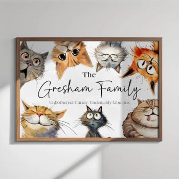 Personalised Peeking Cats Family Print – Funny Custom Wall Art, 3 of 6