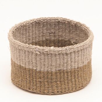 Chali: Charcoal And Sand Duo Colour Block Woven Basket, 6 of 9