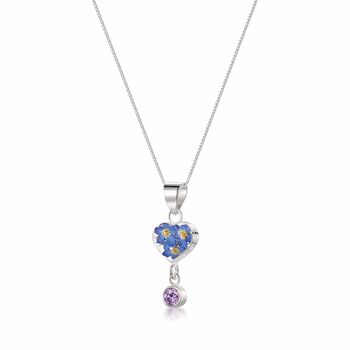 February Birthstone Necklace Sterling Silver And Real Flowers, 4 of 12