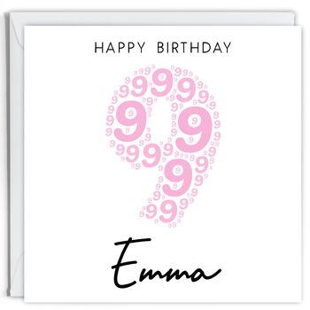 Personalised 9th Birthday Card For Her, 2 of 2