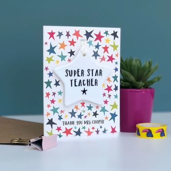 Star Teacher Card With Ceramic Star, 2 of 3