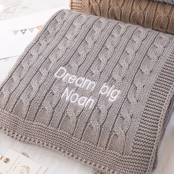 Baby Boys Hound Grey Cable Blanket, 10 of 12