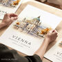 European City Landmark Travel Poster Of Vienna Austria, thumbnail 1 of 7