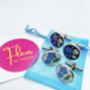 Silver Cufflinks Yellow Flowers Handmade 12mm, thumbnail 10 of 10