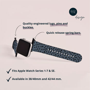 Blue Polka Dot Vegan Leather Apple Watch Band, 4 of 6