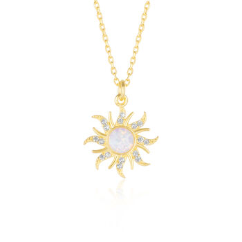 White Opal Sun And Sunburst Necklace In Sterling Silver, 3 of 7