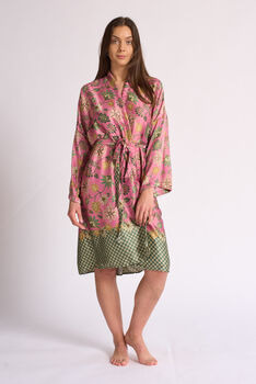 Vintage Pink Silk Blend Kimono Dressing Gown, 3 of 5