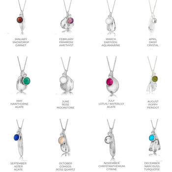 Choose Your Birthflower Month Necklace 925 Silver, 3 of 8
