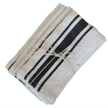 Set Of Four Charcoal Grain Sack Stripe Napkins, 3 of 4