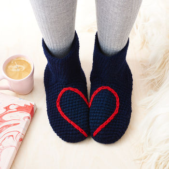 Hidden Love Heart Crochet Slipper Socks, 7 of 12