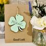 Personalised Good Luck Card Four Leaf Clover Keepsake, thumbnail 3 of 9