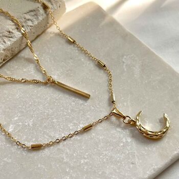 Crescent Moon Multi Strand Layering Charm Necklace, 3 of 4