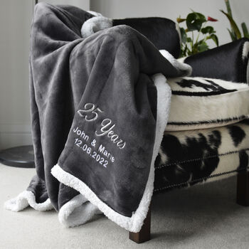 Personalised Silver Wedding Anniversary Charcoal Throw, 2 of 5