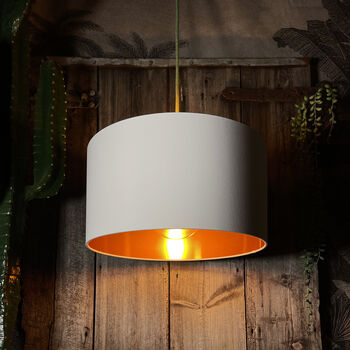 White Cotton Lampshades With Copper Or Gold Lining, 5 of 12