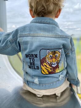 Personalised Baby/Toddler Denim Jacket With Tiger, 3 of 8