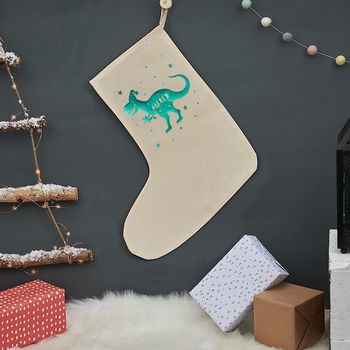 Personalised Christmas T Rex Stocking, 2 of 4