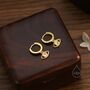 Sterling Silver Moonstone Evil Eye Huggie Hoop Earrings, thumbnail 4 of 10