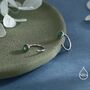 Sterling Silver Genuine Green Onyx Huggie Hoop Earrings, thumbnail 3 of 11