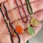 Gold Compass Pendant Necklace On Green Sandstone Beads, thumbnail 2 of 4