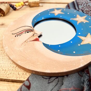 Wooden Celestial Moon And Star Mini Mirror, 4 of 6