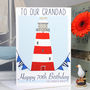 Personalised Lighthouse Age Birthday Card, thumbnail 1 of 12