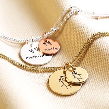 Personalised 'Your Drawing' Double Disc Charm Bracelet, 2 of 6