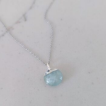 The Orb Aquamarine March Birthstone Necklace, Silver, 5 of 7