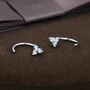 Sterling Silver Three Cz Trinity Threader Hoop Earrings, thumbnail 1 of 11