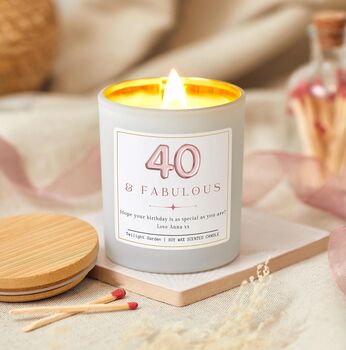 40th Birthday Gifts For Women, Personalised Candle 40 And Fabulous, 3 of 10