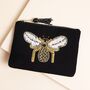 Black Velvet Bee Embroidered Pouch, thumbnail 1 of 4