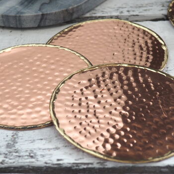 Shiny Copper Drink Coasters Set Of Four, 3 of 3