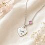 Personalised Birthstone Heart Pendant Necklace With Name Symbol, thumbnail 4 of 8