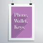 Phone, Wallet, Keys Print, thumbnail 9 of 12