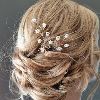 Pearl Flower Bridal Hair Pin – Gold, 4 of 5