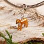 Enamelled Sterling Silver Fox Charm, thumbnail 5 of 9