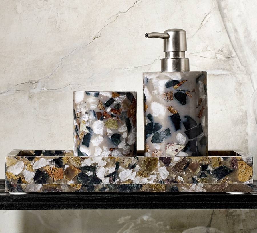 Deep Amber And Grey Marble Soap Dispenser, 1 of 2
