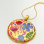 Statement Gold Necklace With Pink Flowers, thumbnail 9 of 12