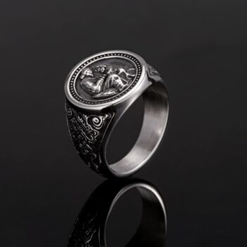 Men's Gold Saint Christopher Steel Signet Ring For Men, 6 of 12