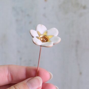 Ceramic White And Gold Flower Stems Set In Three Styles, 3 of 6