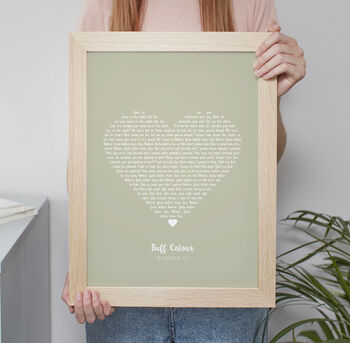 Favourite Lyrics Love Heart Personalised Print, 6 of 10
