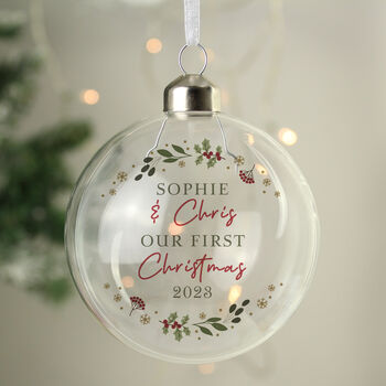 Personalised Christmas Glass Bauble Hanging Decoration, 2 of 5