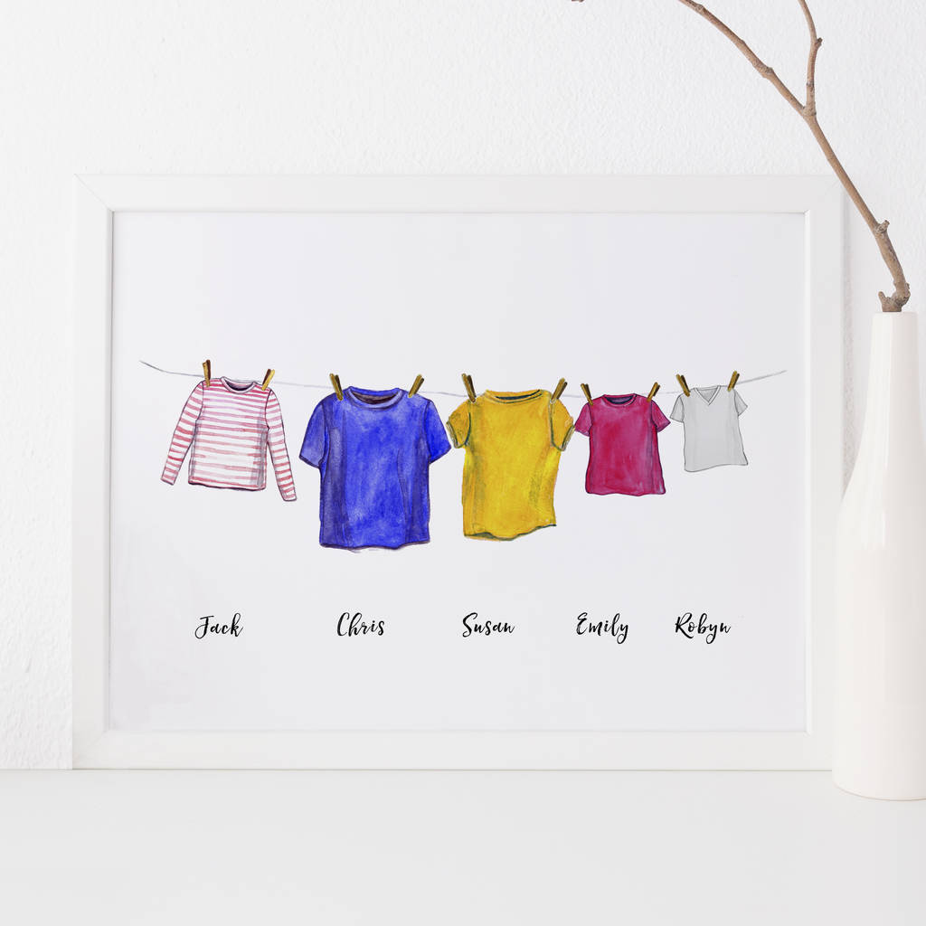 personalised washing line print by elephant grey | notonthehighstreet.com