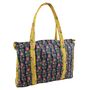 Block Printed Navy Blue, Mustard And Pink Lily Quilted Bag, thumbnail 5 of 7