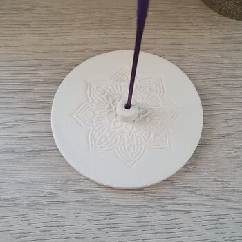 Mandala Design White Clay Incense Holder, 3 of 3