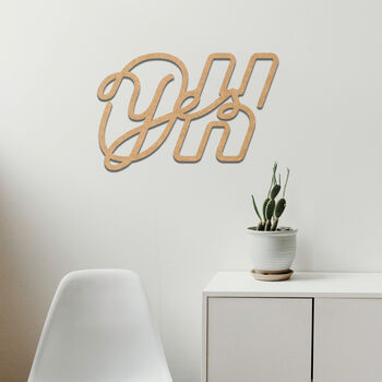 Oh Yes Bold Script Wooden Sign Modern Typography Art, 6 of 9