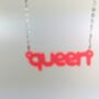 Queen Necklace Acrylic Silver Plated Chain Pick Colour, thumbnail 5 of 7