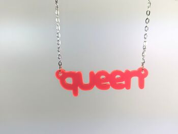 Queen Necklace Acrylic Silver Plated Chain Pick Colour, 5 of 7