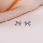 Bridesmaid Thank You Sterling Silver Bow Earrings, thumbnail 6 of 8