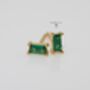 Gold Emerald Cz Stud Earrings, thumbnail 4 of 5